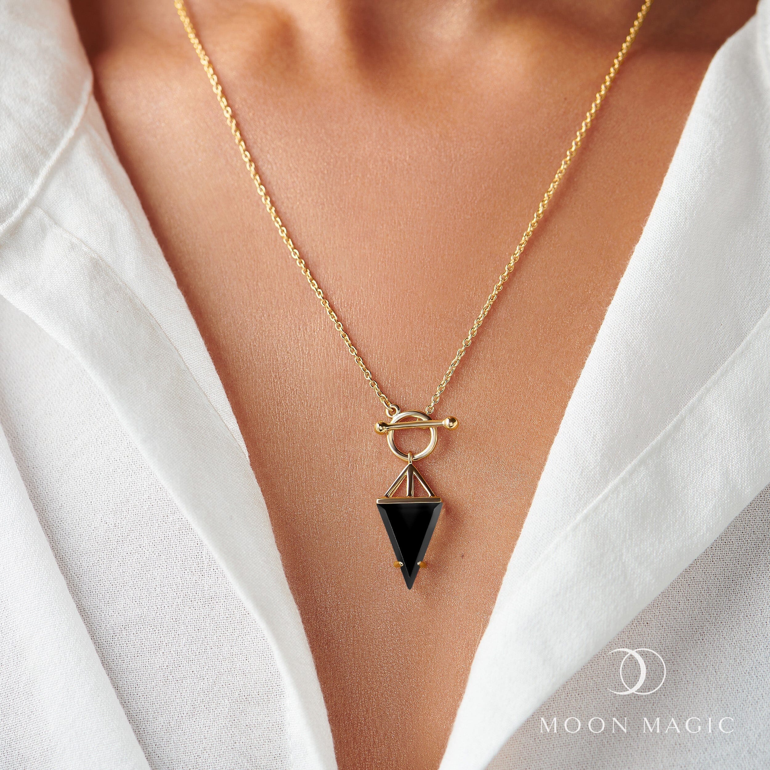 Black Obsidian Heroine T-Lock Necklace & Herringbone Chain - Image 18