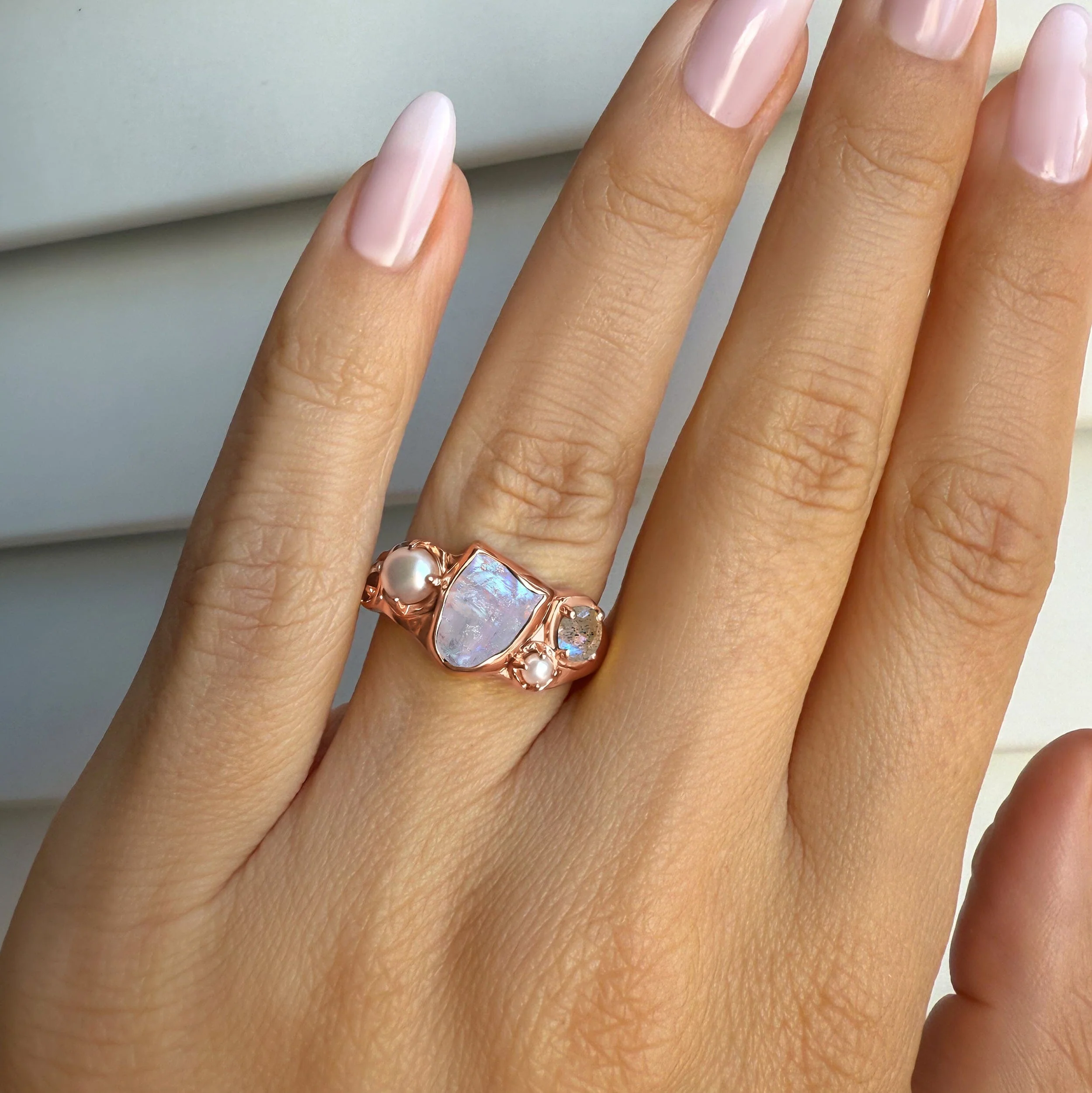 Moonstone Pearl Ring - Mist Heirloom - Image 5