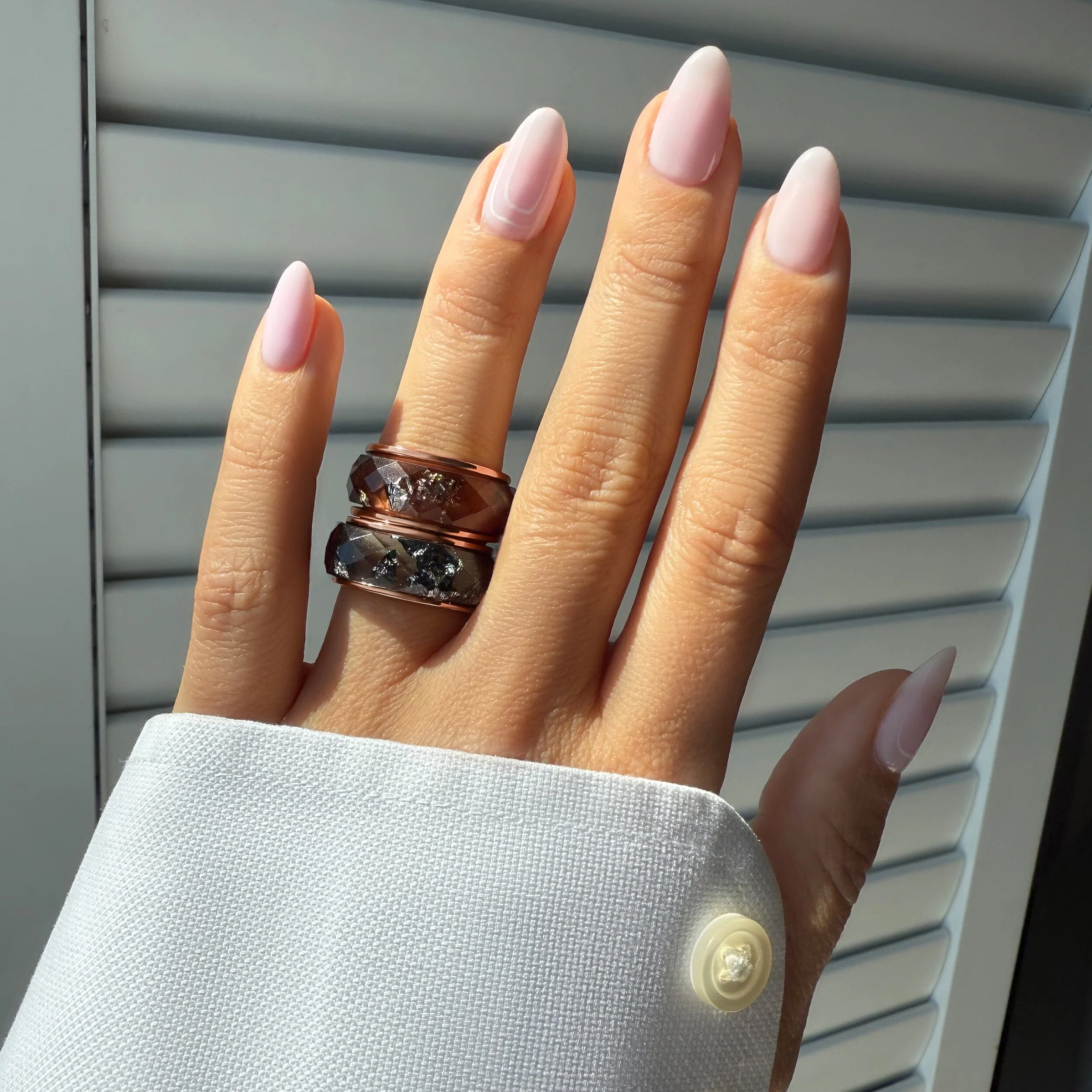 Night Sky & Golden Amber Resin Rings Set - Image 9