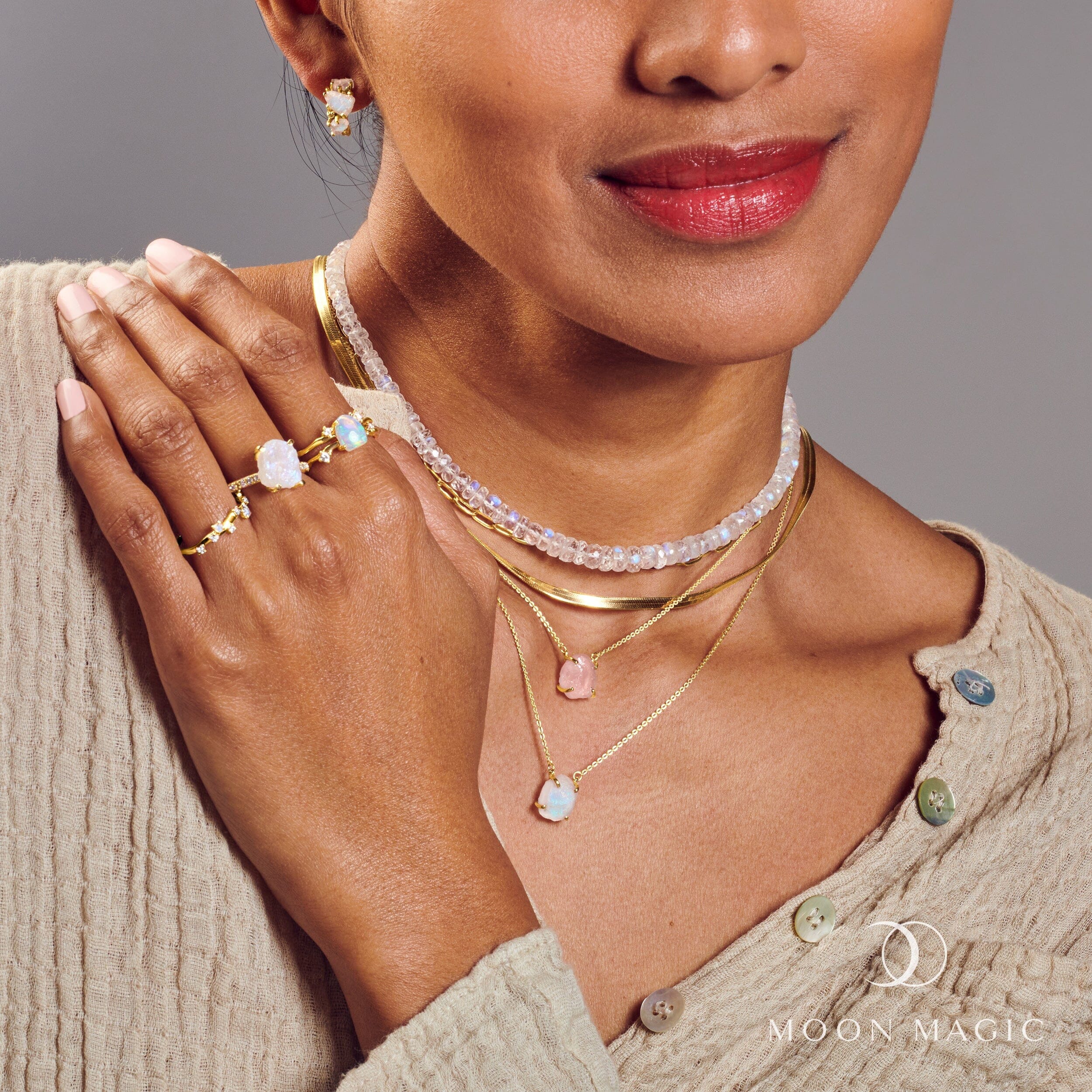 Raw Crystal Necklace - Moonstone 'Intuition' - Image 14